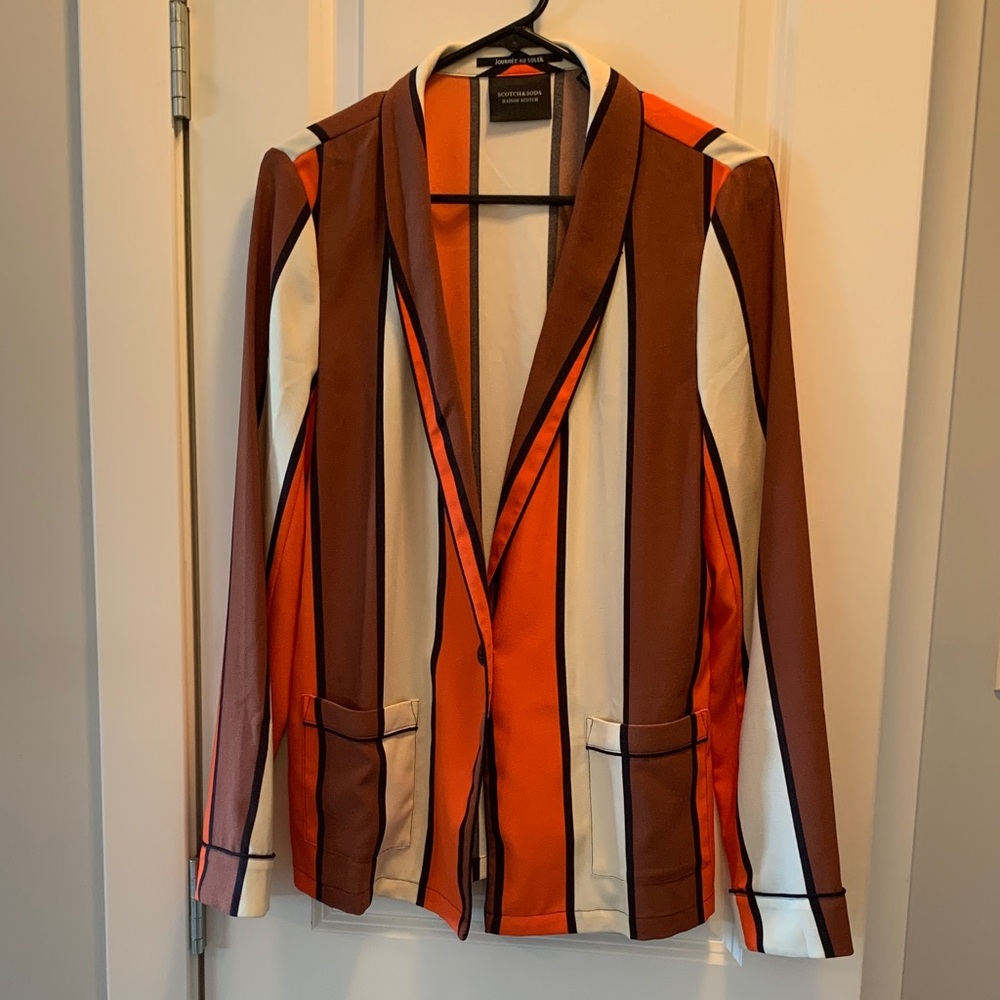 Scotch and Soda Striped Orange and Brown Blazer